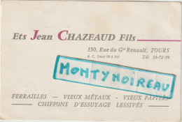 VP : Carte De  Visite : Ets Jean Chazeud , TOURS , Indre Et  Loire - Visiting Cards