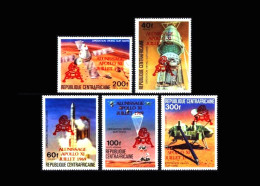 Central Africa / Centrafricain: 'Apollo-11 In Space – Overprinted In Red, 1979', Mi. 637-641; Yv. 393-394+PA.212-214 ** - Afrika