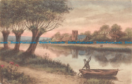 R115385 Painting Postcard. Man At The Boat. Lake. A. Beringer. Classic - Wereld