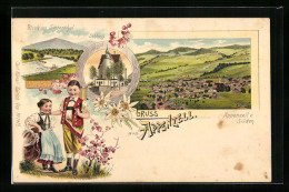 Lithographie Appenzell, Teilansicht Von Süden, Schloss, Blick Ins Sitterthal  - Appenzell