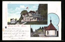 AK St. Anton, Hotel Rössli, St. Antonkapelle  - St. Anton