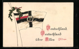 Präge-AK Reichskriegsflagge, Deutschland über Alles  - Guerre 1914-18