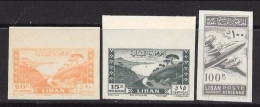 ● LIBAN 1949 / 1953 ️֍ Poste Aérienne ️ ● N.° 52 /53 + 80 ** ● Varietà : NON DENTELLATI ● Imperforated ️● Lotto N. 17 ️● - Líbano
