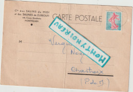 VP : Carte , Chastreix , Puy De  Dôme , Salines De Djibouti , Montpellier , Aigues Mortes , Avis D ' Expédition 1961 - Zonder Classificatie