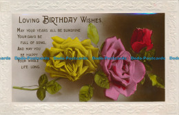 R114195 Greeting Postcard. Birthday Wishes. Roses. RP - World