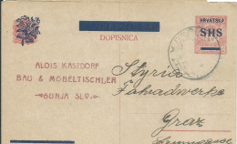 CROATIE SHS CARTE/ENTIER 10s GUNJA  POUR GRASSE  DE 1967 LETTRE COVER - Kroatië