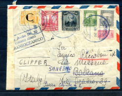 060524  POSTE AERIENNE  6 COULEURS, Redirigé  + Censure+ CLIPPER  SPECTACULAIRE - 1927-1959 Covers & Documents