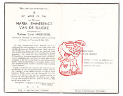 DP Maria Emmerence Van De Slijcke ° Vlierzele Sint-Lievens-Houtem 1890 † 1959 X Cyriel Vindevogel - Andachtsbilder