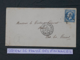 FRANCE LETTRE  RARE 1867   ETOILE DE PARIS N°35 MIN. DES FINANCES   A AIX +N°22+ AFF. INTERESSANT+DP9 - 1849-1876: Klassik