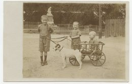 Carte Photo Ancienne.attelage Avec Chien.enfants.jouet.charrette En Bois.ancienne. - Speelgoed & Spelen