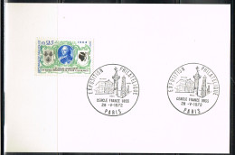 EXP-L57 - FRANCE Cachet Comm. Illustré Sur Carte Exposition Philatélique France URSS PARIS 1972 - Commemorative Postmarks
