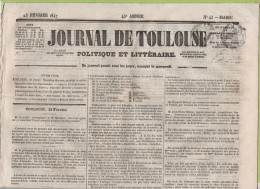 JOURNAL DE TOULOUSE 23 02 1847 - SAINT PRYVE SAINT MESMIN - TRIPOLI - BEY DE TUNIS - GUERRE USA MEXIQUE - LACORDAIRE ND - 1800 - 1849