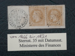 FRANCE SUR FRAGMENT  LETTRE  RARE 1869   ETOILE DE PARIS N°35 MIN. DES FINANCES  PAIRE N°28+ AFF. INTERESSANT+DP9 - 1849-1876: Période Classique