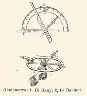 Goniometro Di Hauy E Di Babinet - 1927 Xilografia - Engraving - Gravure - Pubblicitari