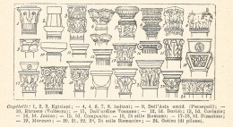 Tipi Di Capitelli - 1924 Xilografia D'epoca - Vintage Engraving - Gravure - Advertising