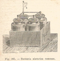 Batteria Elettrica Comune - 1924 Xilografia - Vintage Engraving - Gravure - Publicités