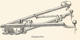 Planimetro - 1929 Xilografia D'epoca - Vintage Engraving - Gravure - Reclame