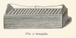 Pila A Truogolo - 1929 Xilografia D'epoca - Vintage Engraving - Gravure - Advertising