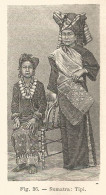 Tipi Sumatra - 1930 Xilografia D'epoca - Vintage Engraving - Gravure - Publicités