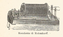 Rocchetto Di Ruhmkoff - 1930 Xilografia - Vintage Engraving - Gravure - Advertising