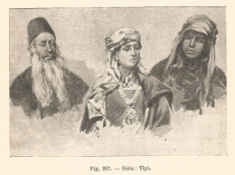 Tipi Della Siria - 1930 Xilografia D'epoca - Vintage Engraving - Gravure - Publicités