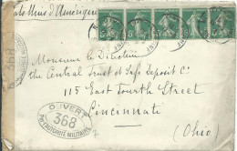 FRANCE LETTRE CENSUREE 25c  NEUILLY SUR SEINE ( SEINE ) POUR CINCINNATI ( USA ) DE 1915 LETTRE COVER - 1877-1920: Semi Modern Period