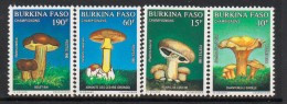 1990 Burkina Faso  Mushrooms  Complete Set Of 4 MNH - Burkina Faso (1984-...)