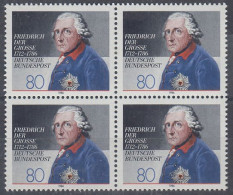 Deutschland Mi.Nr.1292 - 200. Todestag Von König Friedrich Dem Großen Von Preußen - Viererblock - Unused Stamps