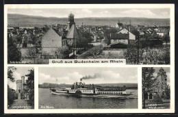 AK Budenheim, Schloss Waldhausen, Lennebergturm, Totalansicht, Dampfer  - Otros & Sin Clasificación