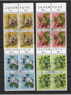 Schweiz 1973 Früchte Mi.Nr. 1013/16 Kpl. 4er Blocksatz Gestempelt - Used Stamps