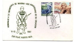 Tarjeta  Con Matasellos  Commemorativos  Homenaje A La Infanteria De 1987 - Cartas & Documentos