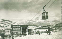 CP CPSM 74 Haute Savoie Megève Le Téléférique De Rochebrune Et Les Aiguilles De Warens EMA Machine Affranchir SP 352 - Megève