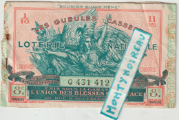 VP : Genre Billets "les Gueules Cassées " Loterie Nationale 1938, Paris , 7 Billets - Sin Clasificación