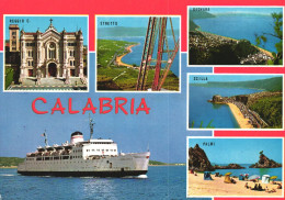 CALABRIA, MULTIPLE VIEWS, ARCHITECTURE, BEACH, SHIP, FLAG, UMBRELLA, ITALY, POSTCARD - Other & Unclassified