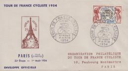 Enveloppe   FRANCE    TOUR  DE  FRANCE   CYCLISTE     23éme   Etape  :  PARIS   1954 - Wielrennen