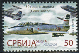 Serbia 2011  50 Years Anniversary Airplane Soko-Galeb Aircrafts Aviation, MNH - Airplanes