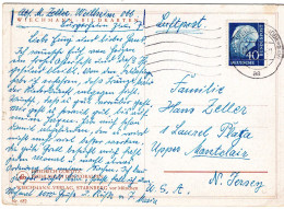79063 - Bund - 1960 - 40Pfg Heuss II EF A LpAnsKte WEILHEIM -> Upper Montclair, NJ (USA) - Storia Postale