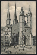 AK Halle A. Saale, Laternenputzer Auf Dem Marktplatz, Ansicht Mit Brunnen Und Kirche  - Otros & Sin Clasificación