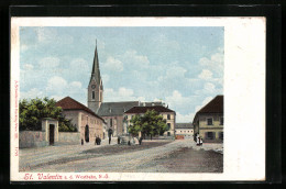 AK St. Valentin / Westbahn, Marktplatz Mit Kirche  - Autres & Non Classés