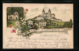 Lithographie Sonntagberg, Türkenkapelle Und J. Halmayr Gasthof Nebst Kirche  - Autres & Non Classés