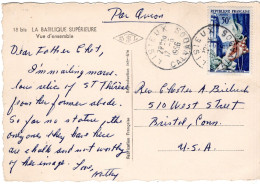 79064 - Frankreich - 1956 - 50F Juwelen EF A LpAnsKte LISIEUX -> Bristol, CT (USA) - Cartas & Documentos