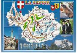 73 - Carte Contour Géographique Du Département  De La SAVOIE ( Avec Blason ) - Cartes Géographiques
