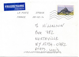 79065 - Frankreich - 2014 - "Monde" Mont-Saint-Michel EF A LpBf 37580A -> Northville, NY (USA) - Cartas & Documentos