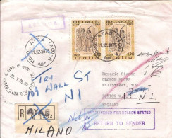 (St.Post.).Italia.Repubblica.1975.Rarità.-150 Lire "Boccaccio" Usati In Tariffa Raccomandata.Doppia Rispedizione (2-22) - 1971-80: Poststempel