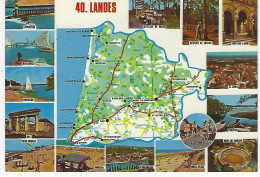 40 - Carte Contour Géographique Du Département  Des LANDES ( D'apres Carte Michelin N° 989 ) - Mapas
