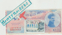 VP: Billet De Loterie : Avion Roland Garros , Timbre Ailes Brisées , Illustrateur Chaix  Paris - Loterijbiljetten