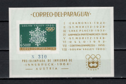 Paraguay 1963 Olympic Winter Games S/s Imperf. With "Muestra" Overprint MNH -scarce- - Hiver 1964: Innsbruck