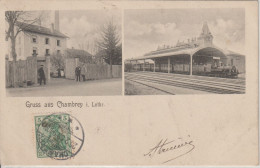 GRUSS AUS CHAMBREY GARE TRAIN EN 1908 - Otros & Sin Clasificación