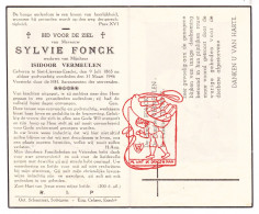 DP Sylvie Fonck ° Sint-Lievens-Esse Herzele 1865 † 1946 X Isidoor Vermeulen // Tuypens - Devotieprenten