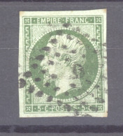 France  :  Yv  12b  (o)  Vert Foncé - 1853-1860 Napoleon III
